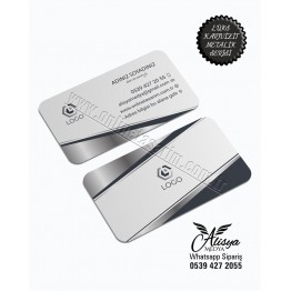 Lüks Metalik - Beyaz Gümüş Sade Kartvizit Örnekleri, Modelleri - Kartvizit Basımı